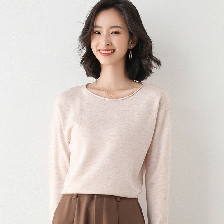 Damen Leichter Feinstrick-Pullover mit weitem Rundhalsausschnitt und legerem Schnitt Drune