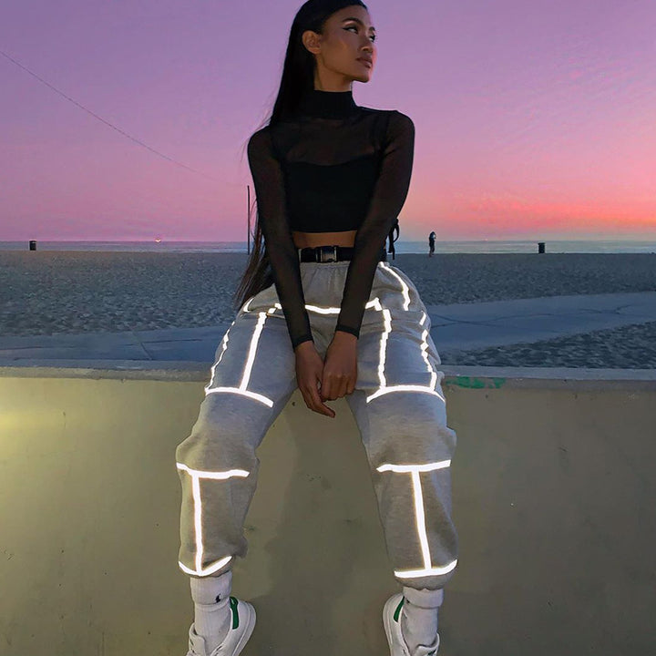 Damen sportliche Jogginghose mit modischer Silhouette und elastischem Bund Drune