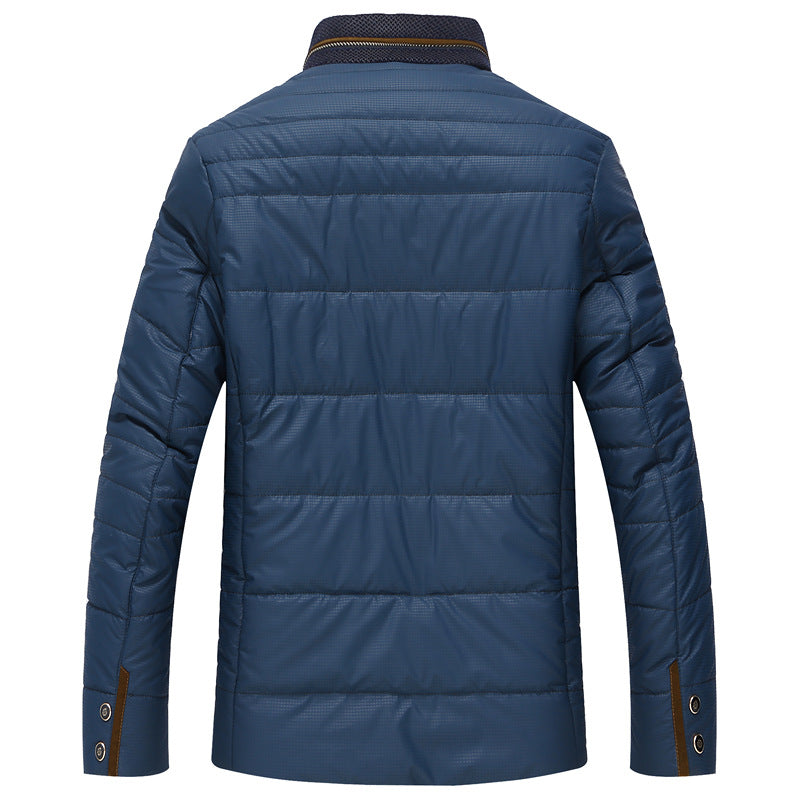 Herren gesteppte Thermo-Steppjacke mit Kunstleder-Schulterpasse und Teddykragen Drune