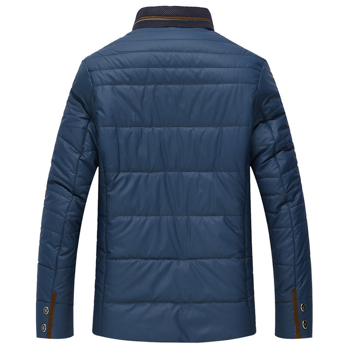 Herren gesteppte Thermo-Steppjacke mit Kunstleder-Schulterpasse und Teddykragen Drune