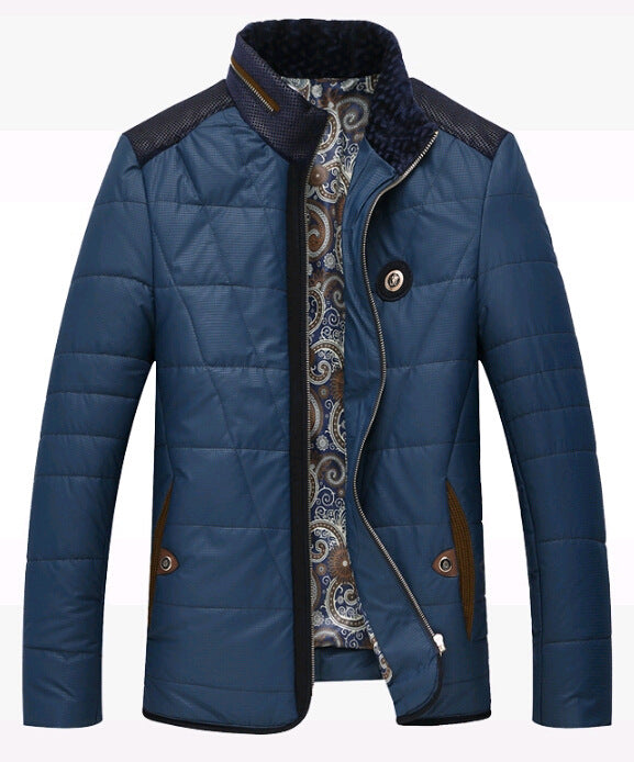 Herren gesteppte Thermo-Steppjacke mit Kunstleder-Schulterpasse und Teddykragen Drune