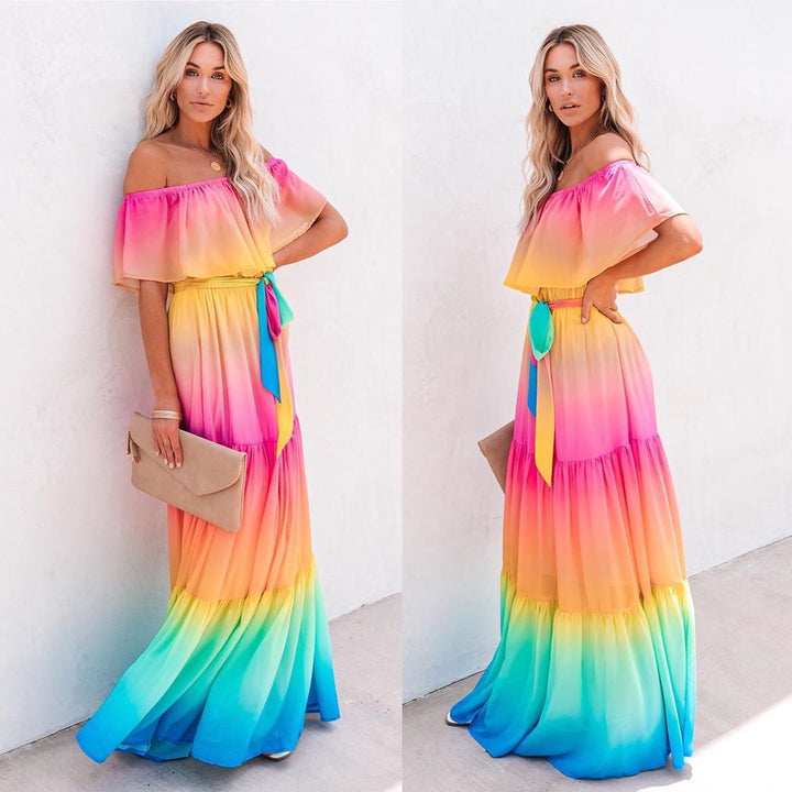 Damen Maxikleid mit schulterfreiem Design von Drune