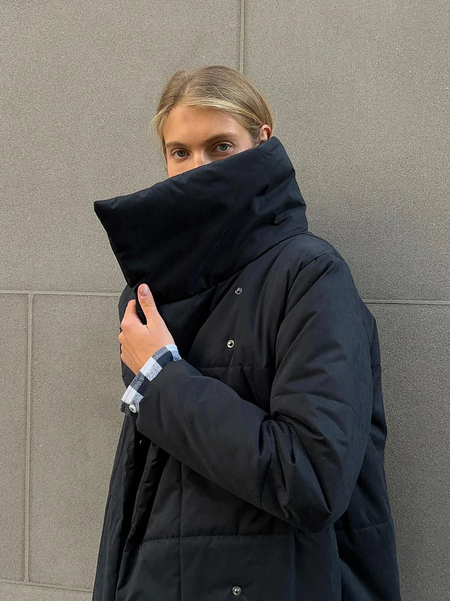 Drune | Langer Wintermantel mit breitem elegantem Kragen