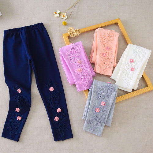 Mädchen Leggings mit floralen Stickereien Drune