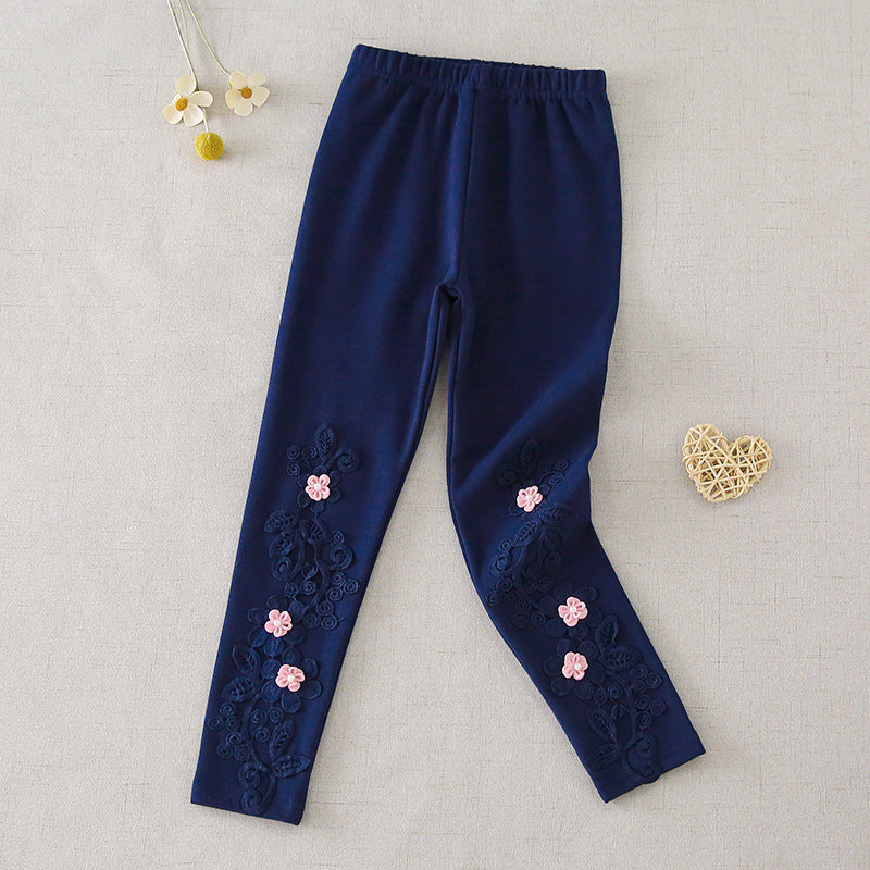 Mädchen Leggings mit floralen Stickereien Drune
