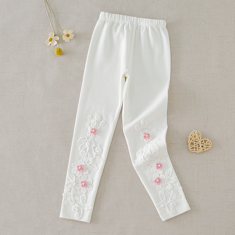 Mädchen Leggings mit floralen Stickereien Drune