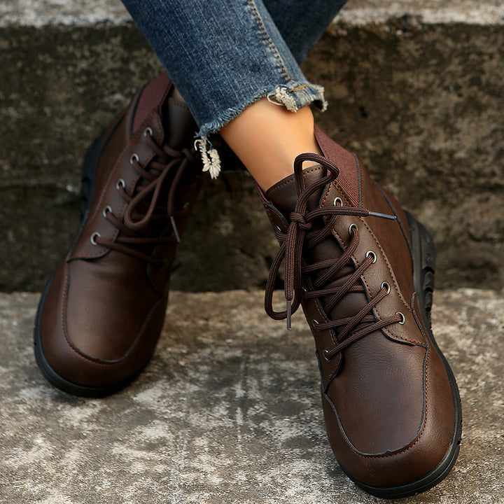 Drune | Damen Schnürstiefel - robuste Stiefeletten mit elastischem Bund und rutschfester Sohle