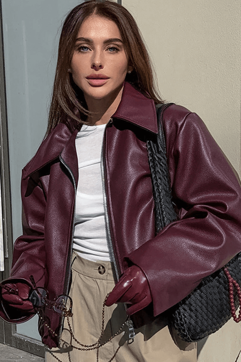 Drune | Kurze Kunstlederjacke
