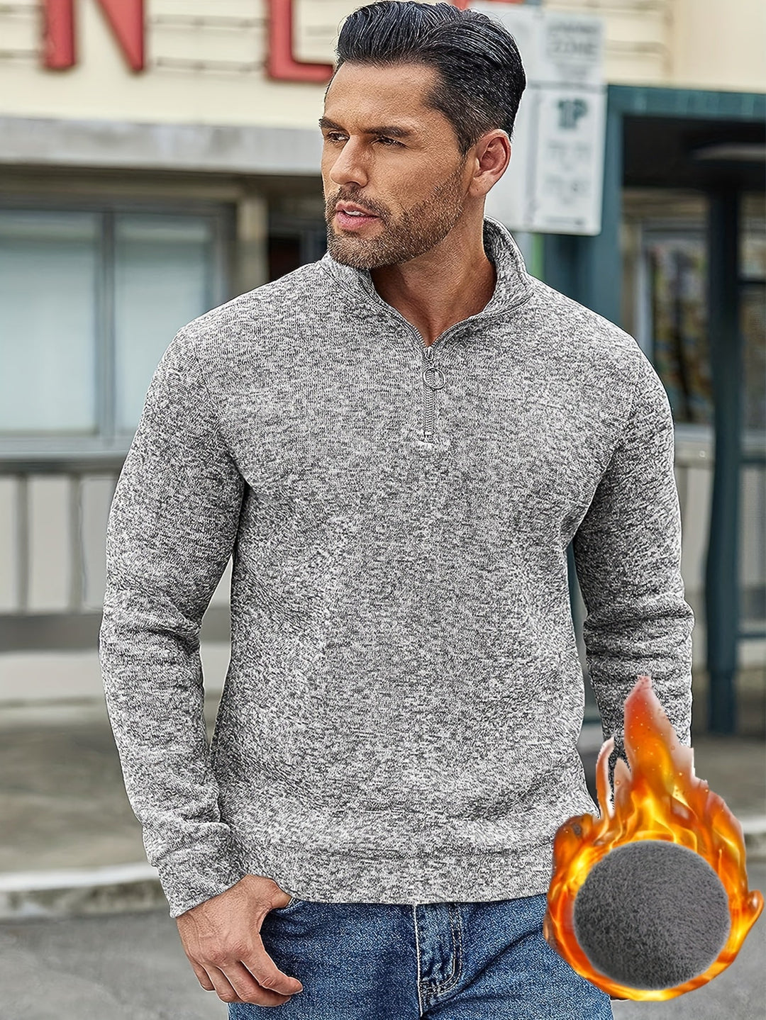Drune | Lässiger Pullover mit Reißverschluss für Männer