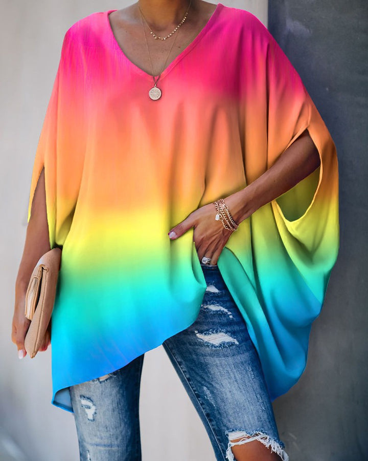 Damen oversized Poncho mit V-Ausschnitt und lässigem Schnitt Drune