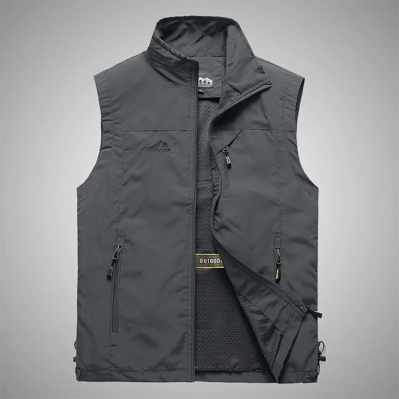 Herren Softshell-Outdoorweste mit atmungsaktivem Meshfutter, Reißverschlusstaschen und Stehkragen Drune