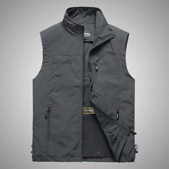 Herren Softshell-Outdoorweste mit atmungsaktivem Meshfutter, Reißverschlusstaschen und Stehkragen Drune