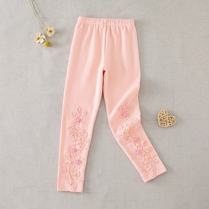 Mädchen Leggings mit floralen Stickereien Drune
