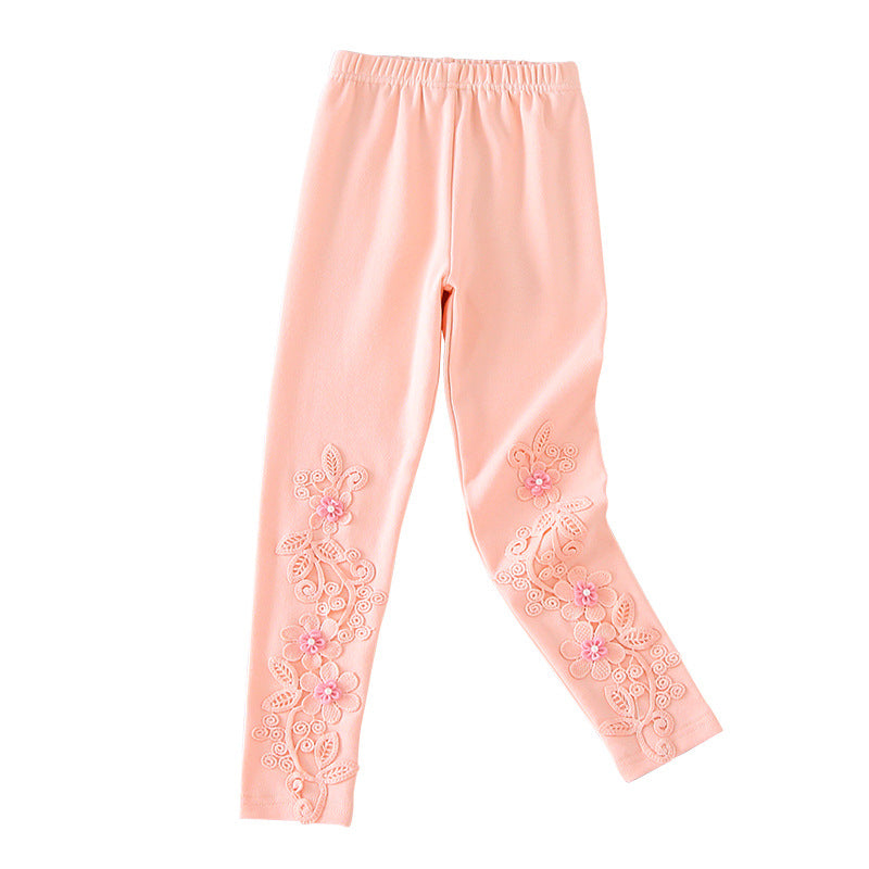 Mädchen Leggings mit floralen Stickereien Drune