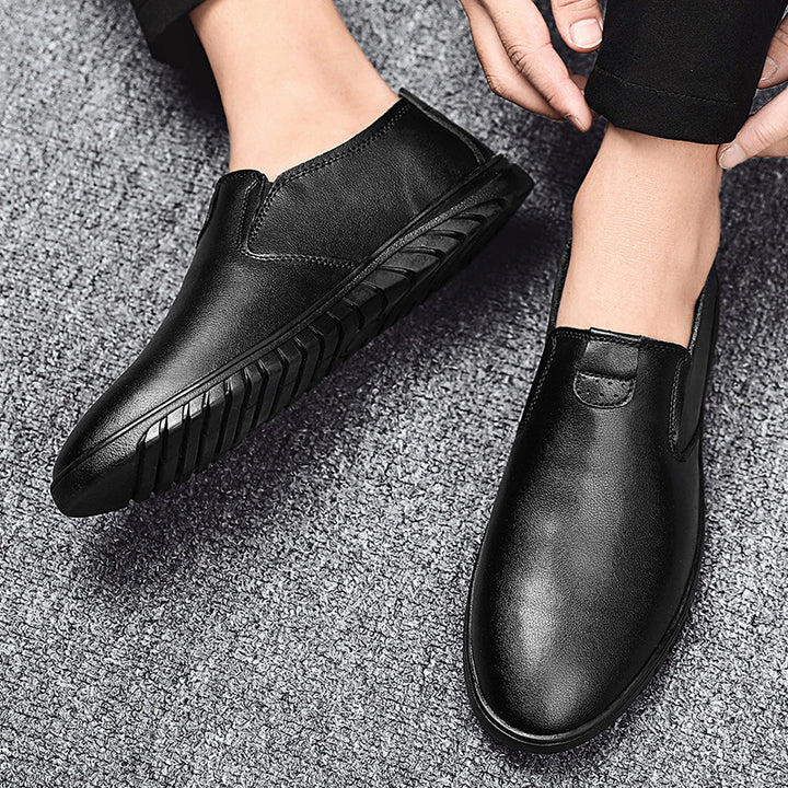 Herren Slip-On Freizeitleder Slipper mit weicher Sohle Drune