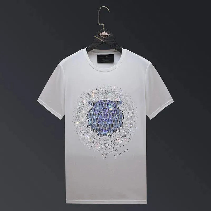 Drune | Herren T-Shirt mit Tigerkopf und Strass