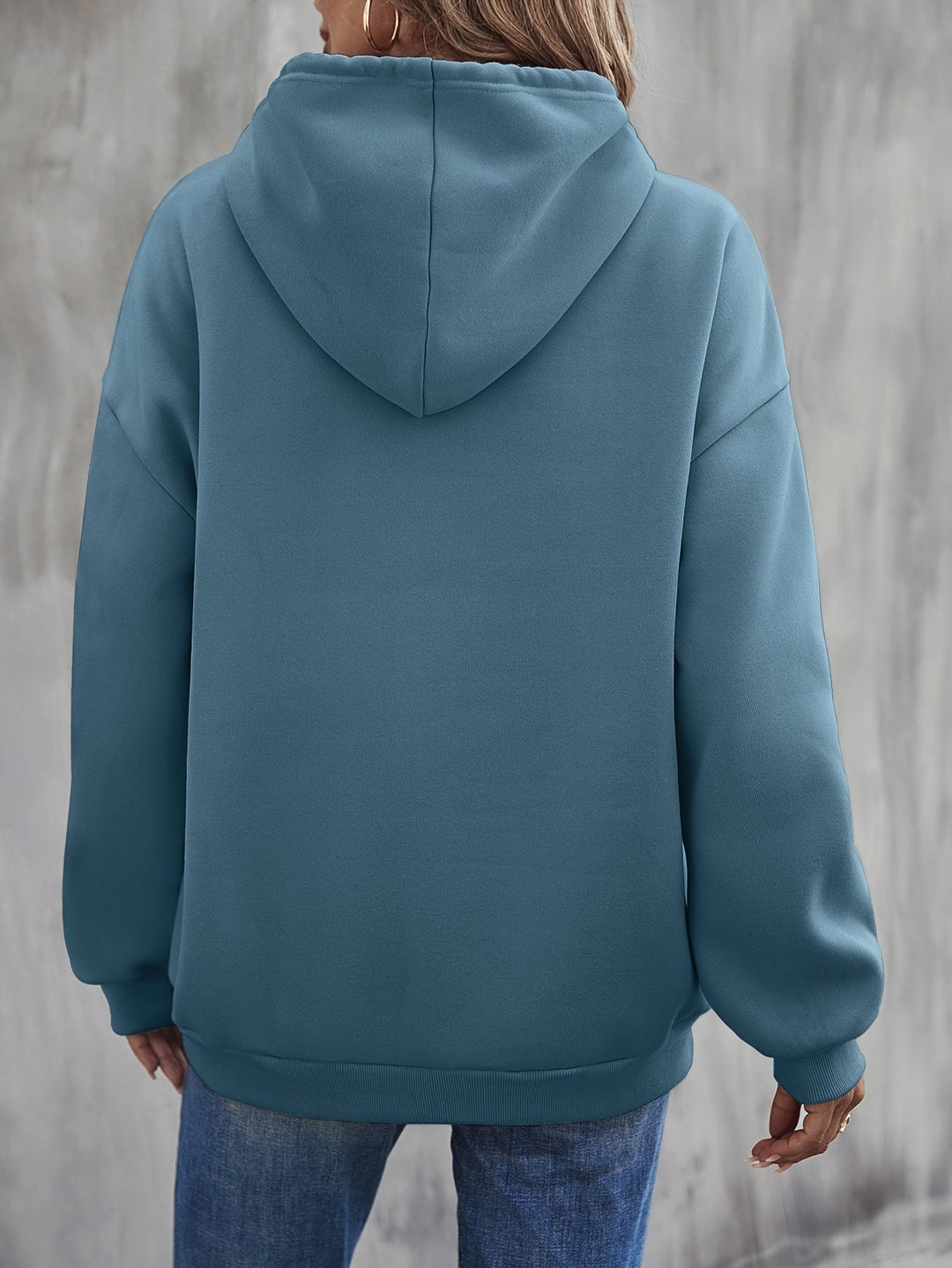 Drune | gemütlicher Smile Print Hoodie mit Kordelzug für Frauen