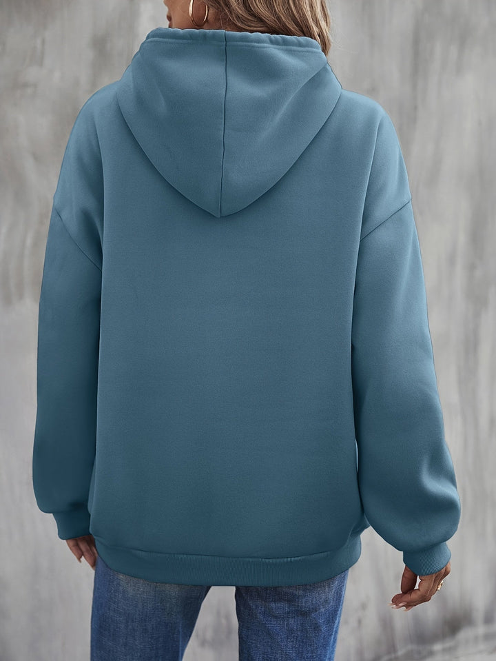 Drune | gemütlicher Smile Print Hoodie mit Kordelzug für Frauen