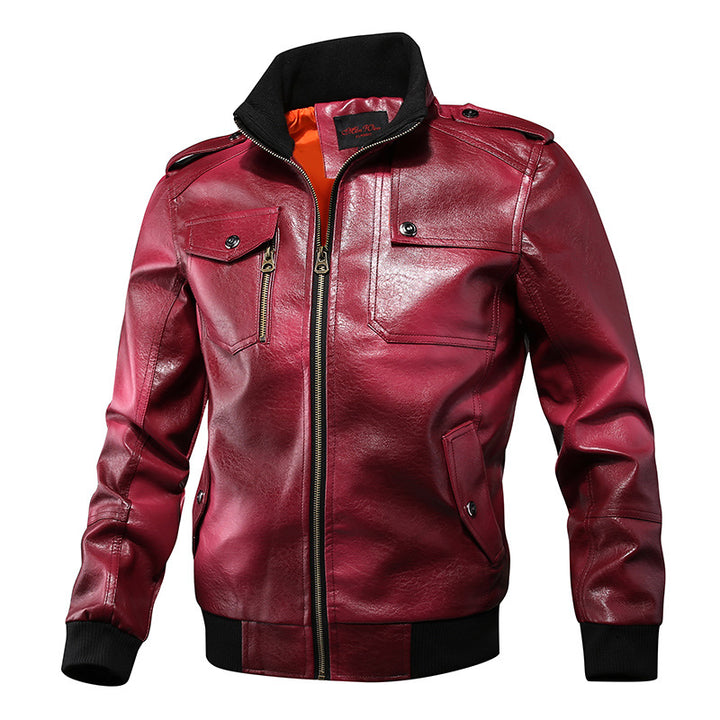HerrenModische Lederjacke mit praktischen Taschen Drune