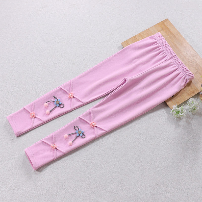 Mädchen Leggings mit floralen Applikationen Drune
