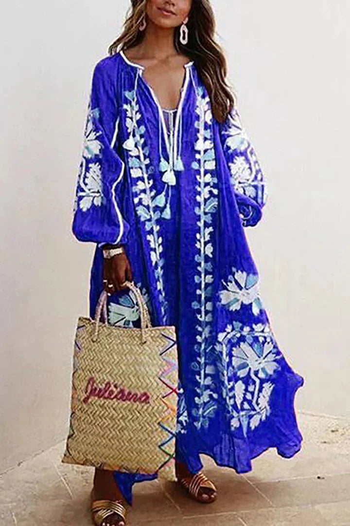 Drune | Langes Kleid Im Bohemian-Stil mit Blumendruck