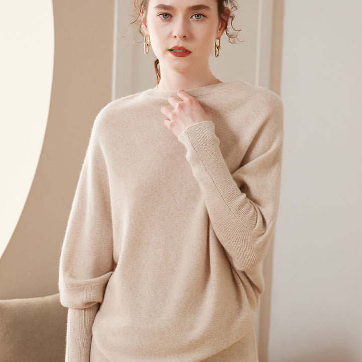 Damen-Kaschmir-Strickpullover, locker und elegant