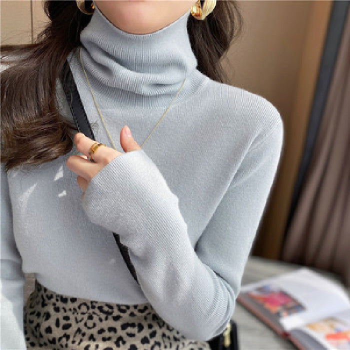 Damen-Strickpullover mit Stehkragen, schmal geschnitten