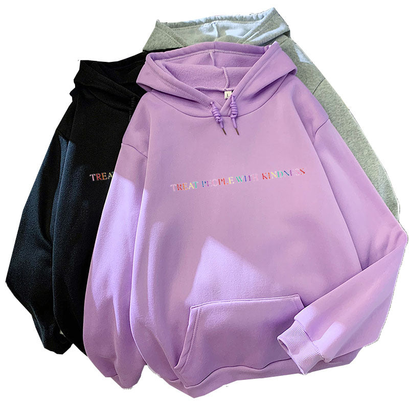 Damen nan lässiger Oversize-Kapuzenpullover mit holografischem Schriftzug, Kängurutasche und angerautem Fleece Drune