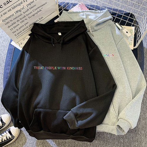 Damen nan lässiger Oversize-Kapuzenpullover mit holografischem Schriftzug, Kängurutasche und angerautem Fleece Drune