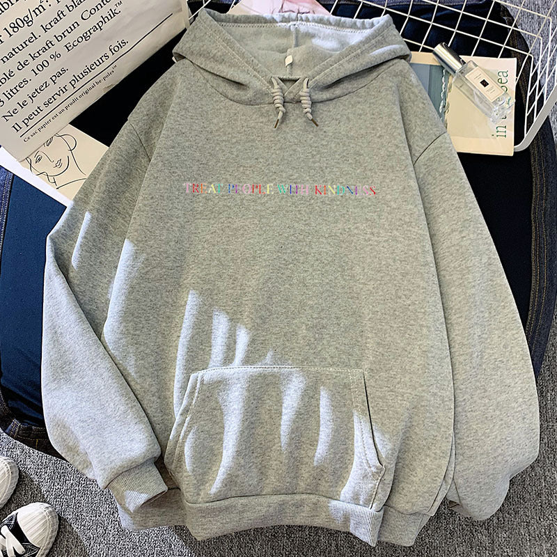 Damen nan lässiger Oversize-Kapuzenpullover mit holografischem Schriftzug, Kängurutasche und angerautem Fleece Drune