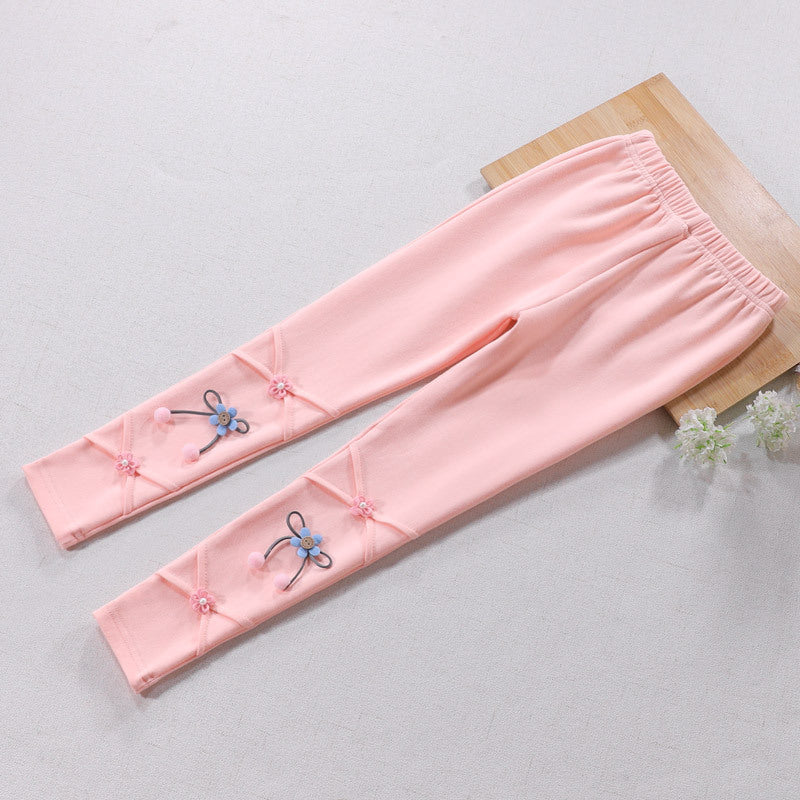 Mädchen Leggings mit floralen Applikationen Drune