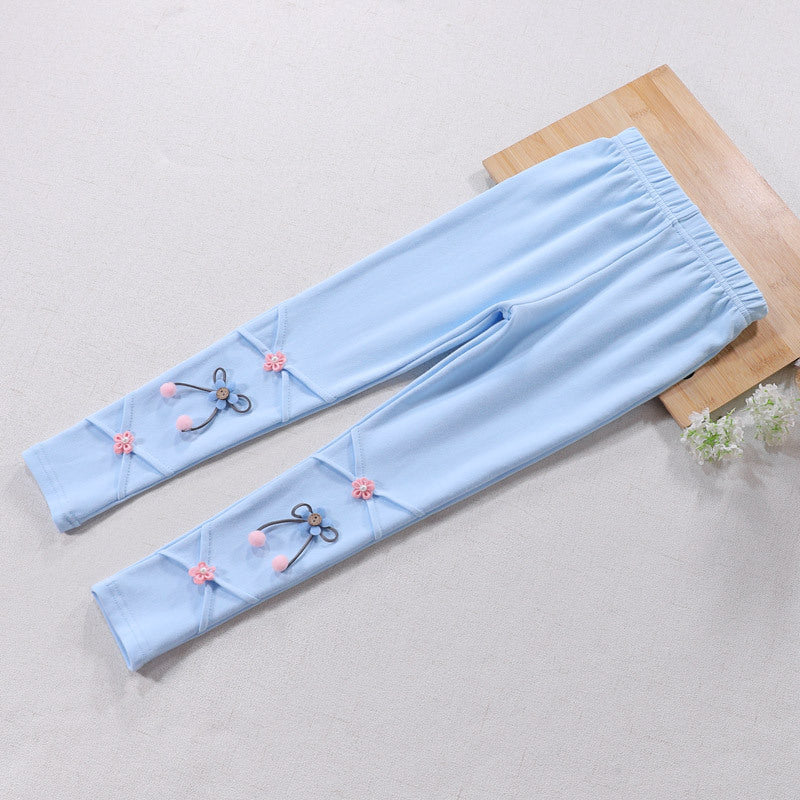 Mädchen Leggings mit floralen Applikationen Drune