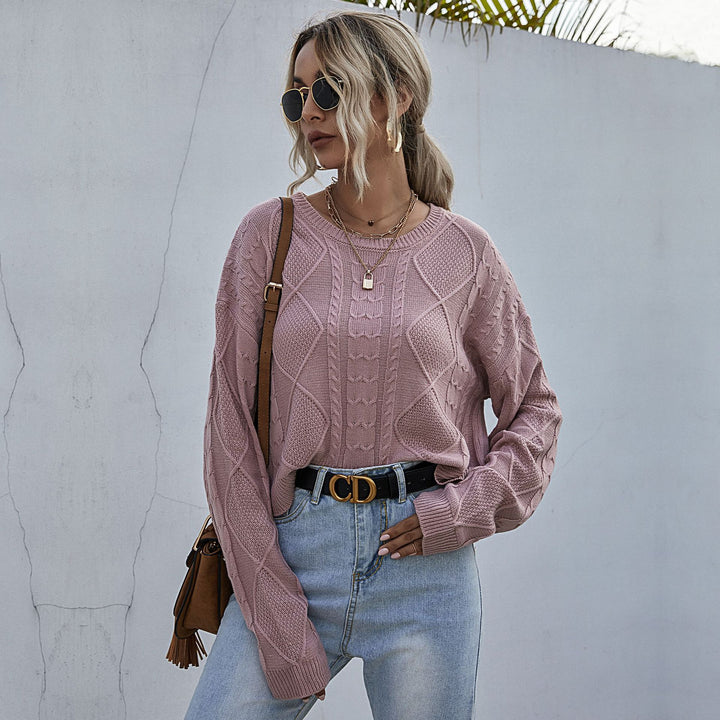Damen Oversize Zopfstrickpullover mit Ajourdetails Drune