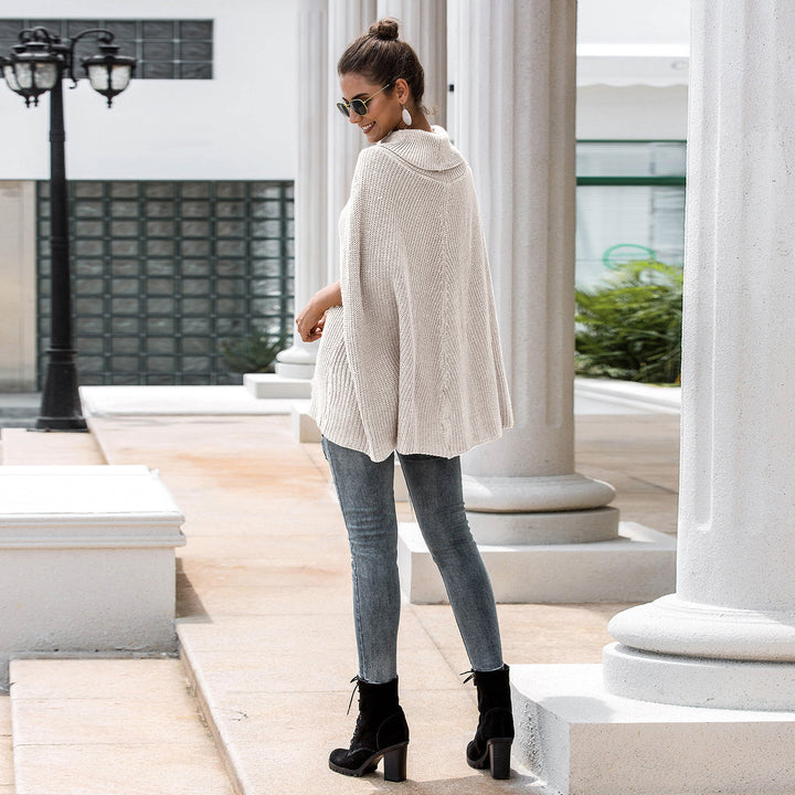 Damen Strickponcho mit hochgeschlossenem Kragen und lässigem Schnitt Drune