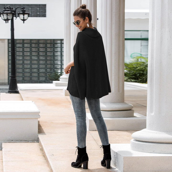 Damen Strickponcho mit hochgeschlossenem Kragen und lässigem Schnitt Drune
