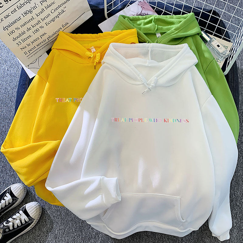Damen nan lässiger Oversize-Kapuzenpullover mit holografischem Schriftzug, Kängurutasche und angerautem Fleece Drune