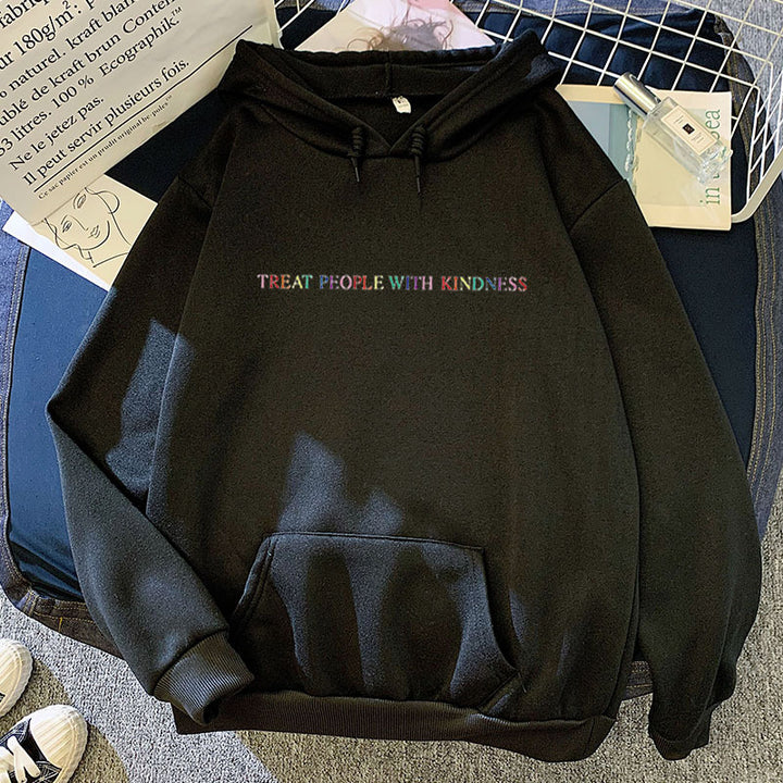 Damen nan lässiger Oversize-Kapuzenpullover mit holografischem Schriftzug, Kängurutasche und angerautem Fleece Drune