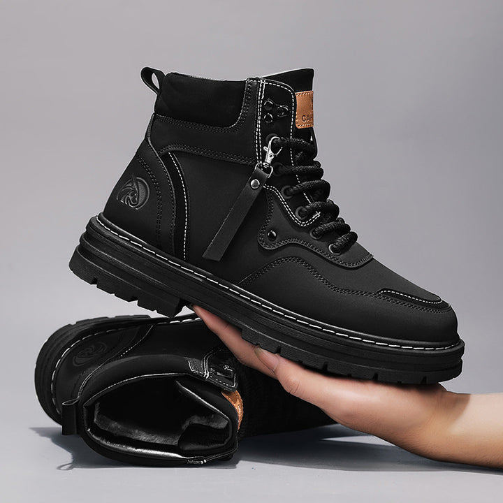 Herren-Stiefel, High-Top, Leder, Vintage-Stil, Winter