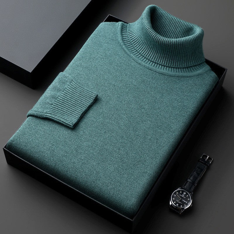 Herren-Rollkragenpullover, einfarbig, dick und locker