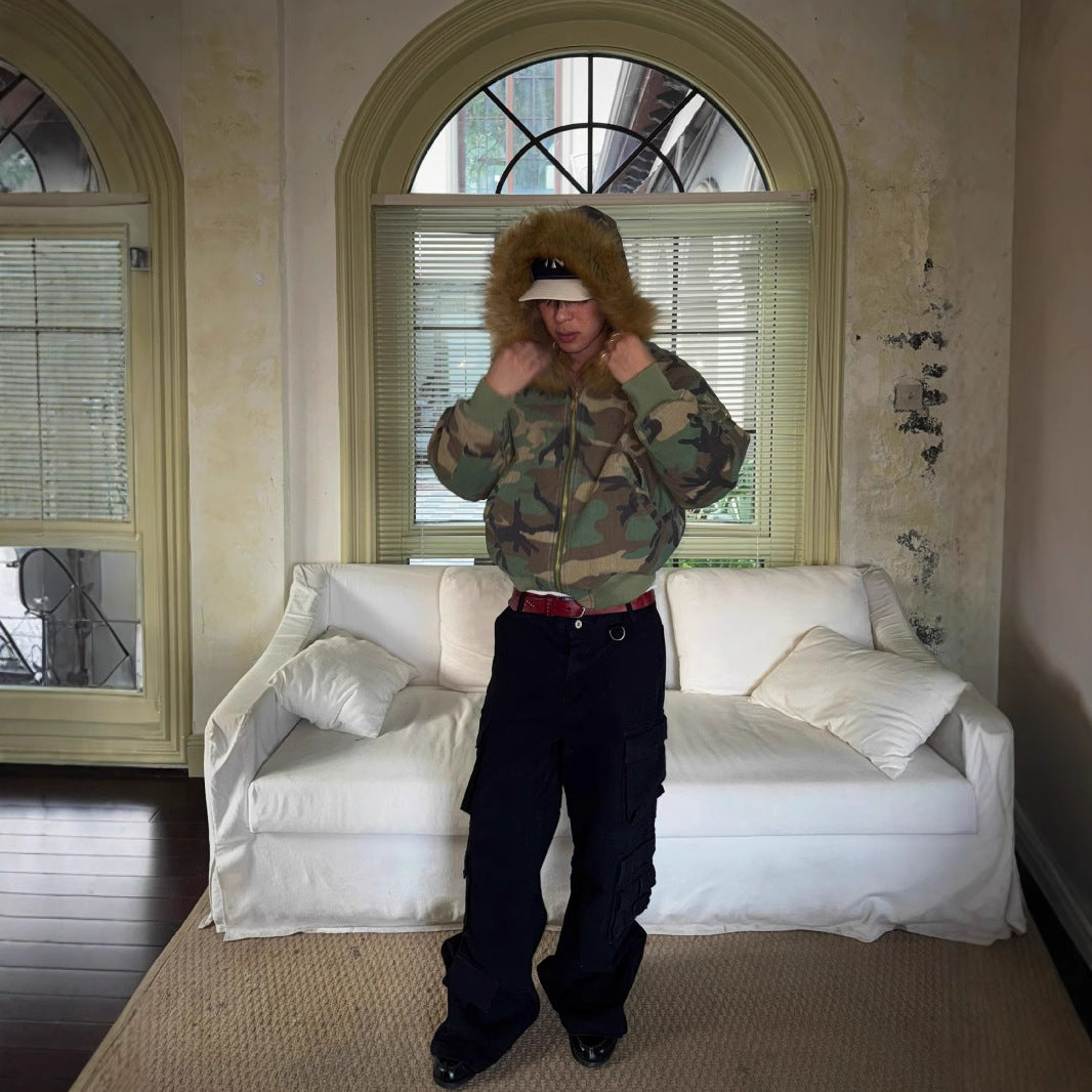 Herren-Wendejacke, gefüttert, mit Camouflage-Muster