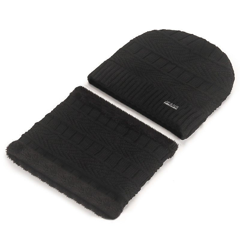 Gefüttertes Strickmützen- und Schal-Set für Herren