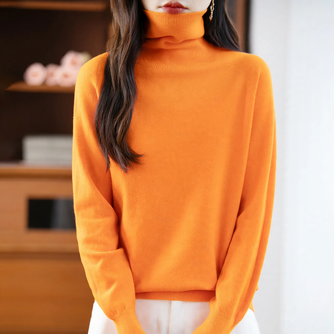 Damen-Strickpullover mit hohem Kragen, locker