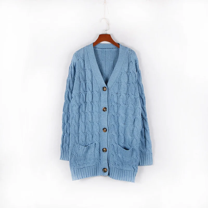 Drune | Wollstrickjacke Damen Mit Zopfmuster Und Holzknöpfen, Lockere