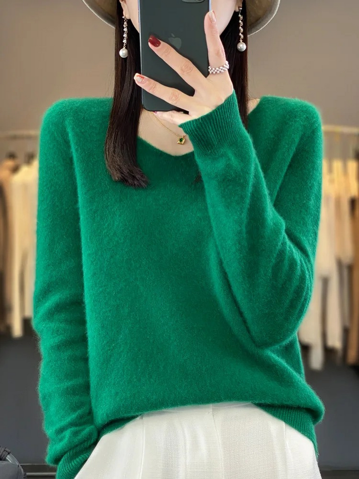 Drune | Cashmere Pullover Damen Eleganter V-ausschnitt, Weich & Komfortabel
