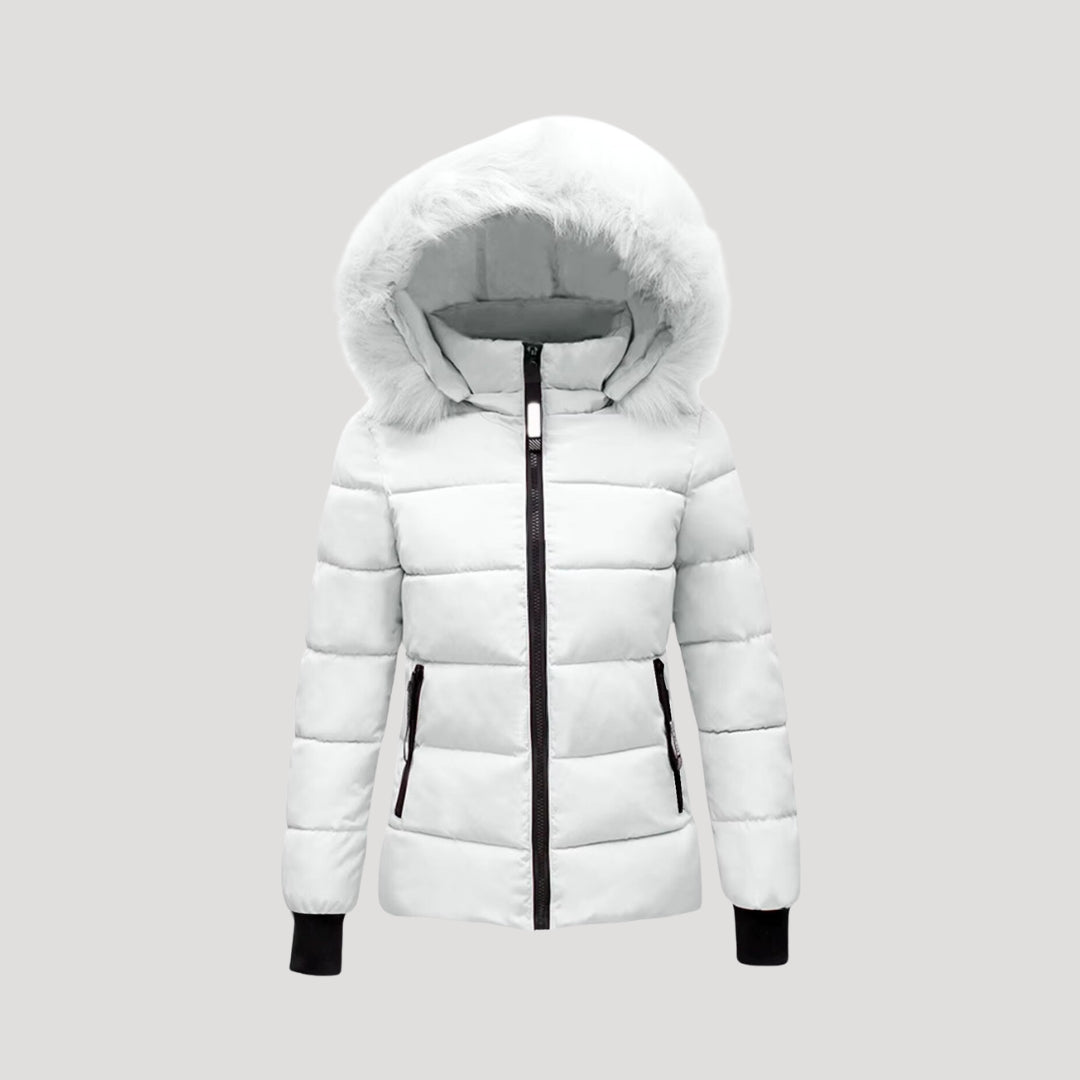 Drune | Damen Pufferjacke mit Pelzkapuze & Wattierte Jacke