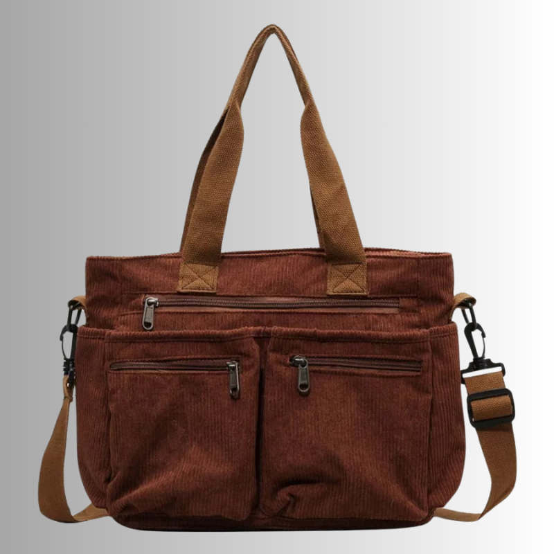 Drune | Cord Schultertasche Mit Mehreren Taschen Für Damen