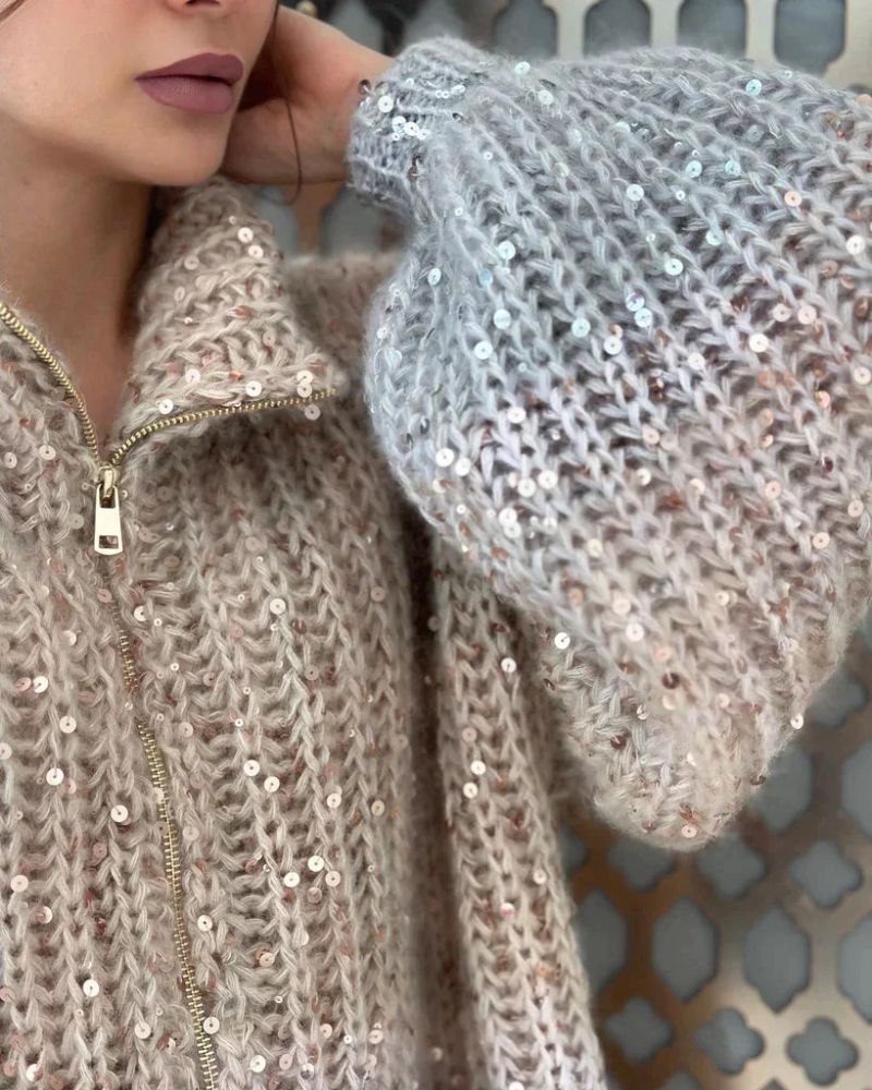 Drune | Lässiger Pailletten-V-Ausschnitt-Pullover