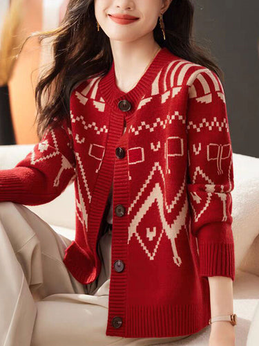 Drune | Freizeitstrickjacke mit Rundhalsausschnitt