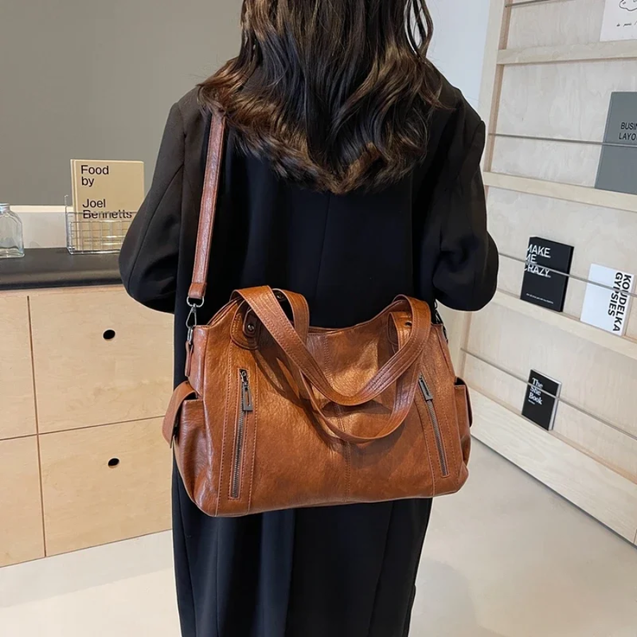 Drune | Stilvolle Lederhandtasche Mit Reißverschluss