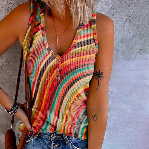 Drune | Regenbogen Gestreiftes Tanktop